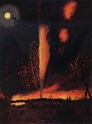 James Hamilton Burning Oil Well at Night Germany oil painting artist